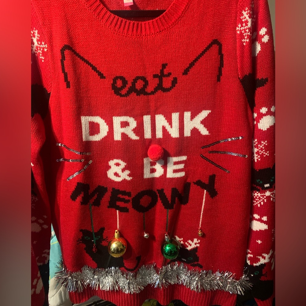 Cat meow Christmas sweater